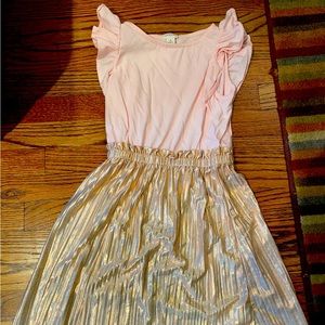 Crewcuts by J. Crew pink and metallic gold dress